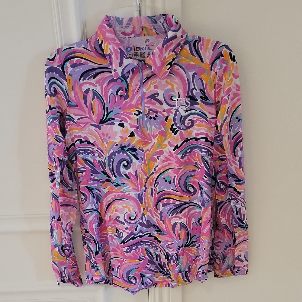 IBKUL Women's Top in Pink and Purple Swirl